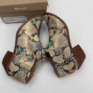Madewell Boots 7 Womens Chelsea Snake Print Leather Light Umber Low Ankle Boots